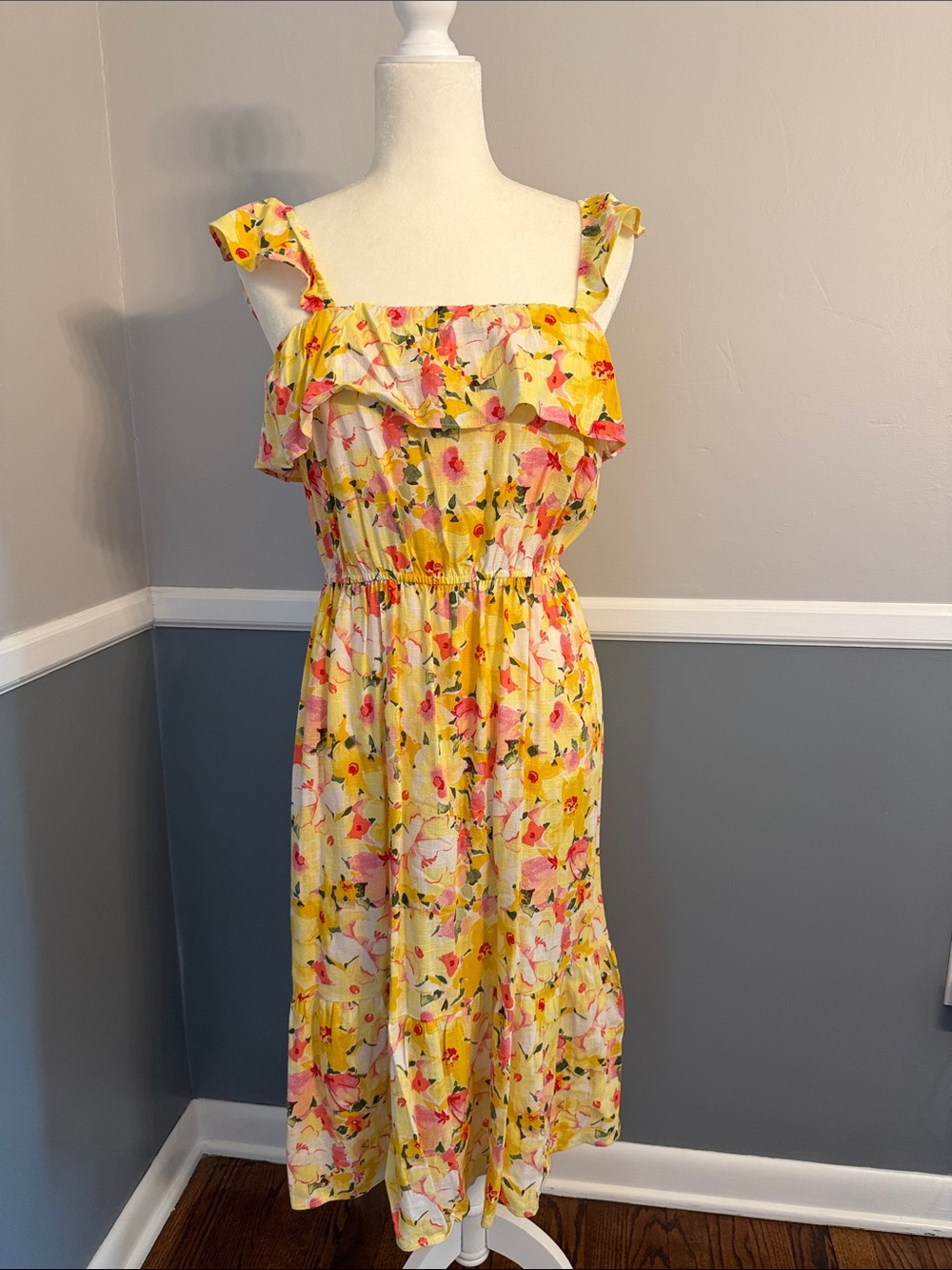 Lauren Conrad Yellow Floral Ruffle Sundress - Lightweight Women's Dress